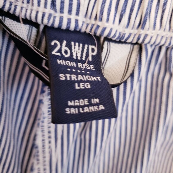 Lands End Blue White Striped Cotton Blend Casual Pants Size 26 WP - Picture 8 of 16